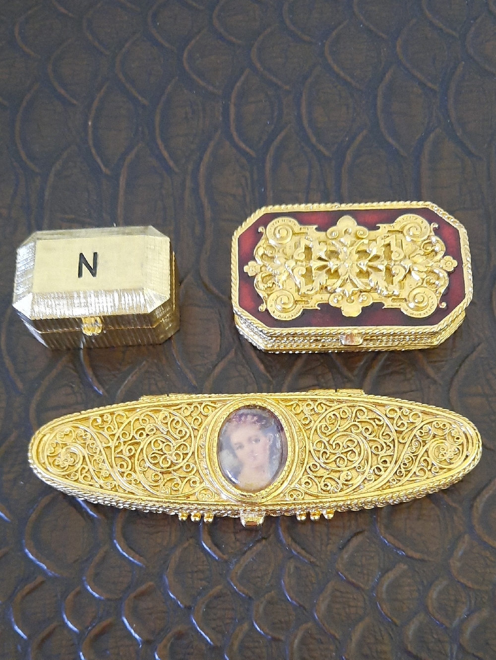 Three Vintage Solid Perfume Boxes